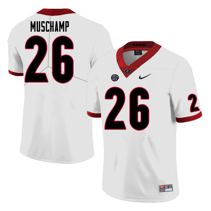 Men #26 Jackson Muschamp Georgia Bulldogs College Football Jerseys Sale-White